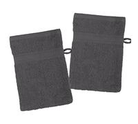 Lovely Casa - Set of 2 Wash Mitts - Size 15 x 21 cm - 100% Organic Cotton - Anthracite - Lagoon Model - Bath Linen - Soft Oeko Tex Certified
