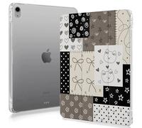 Lovely Cat and Ribbons Patchwork Case Compatible with IPad 9th 8th 7th Generation 10.9 Inch 2021/2019/2018,Funny Cover with Trifold Stand + Pencil Holder for Boys Girls,iPad Air6 11inch 2024