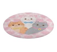 Lovely Cat Pattern Round Area Rug Non Slip Backing Doormat Water Absorbent Plush Throw Low-Pile Non-Slip Floor Mat Carpet for Living Room Bedroom Entryway Nursery Room 90 * 90cm
