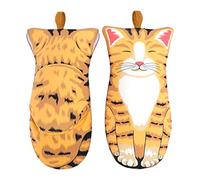 Lovely Cat/Paw Design Oven Gloves Thick Cotton Heat Resistant Cooking Baking Gloves Potholder Funny Grilling Microwave Oven Mitts Backer Kitchen Tools, 1 Pair