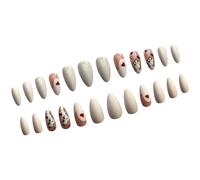 Lovely Cat Press Claws White Almond Shape With Claw Heart Acrylic Claw Full Cover Stick On Claws For Women