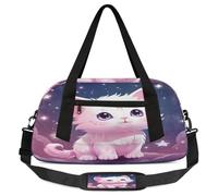 Lovely Cat Starry Sky Kids Duffle Bag, Small Lightweight Travel Sports Bag for Boys Girls, Overnight Weekender Tote, Gym Carry On Bag for School Sports Sleepover