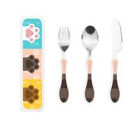 Lovely Cat's Paw Gourd-Handle Cutlery Set - Elegant 3-Piece Knife, Fork & Spoon Trio with Premium Pp Plastic Handles & 430 Stainless Steel Heads - Perfect for Christmas, Parties, Picnics & Gifting