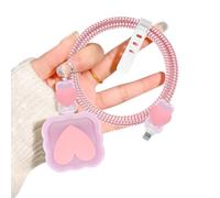 Lovely Charger Cable Protector for Apple 20W USB-C Power Adapter with 3D Love Heart Wave Design Soft TPU Fast Charger Cable Cover Phone Charging Protector for iPhone Charger-Pink