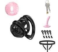 Lovely Chastity Device Cock Cage - Lightweight Double Cage Chastity Lock for Men with 6 Rings & Urethral Catheter Adult Sex Toys Auxiliary Belt for Male Penis Exercise and Abstinence