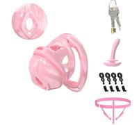 Lovely Chastity Device Cock Cage - Lightweight Double Cage Chastity Lock for Men with 6 Rings & Urethral Catheter Adult Sex Toys Auxiliary Belt for Male Penis Exercise and Abstinence