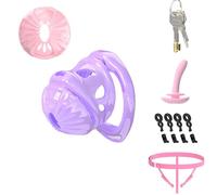 Lovely Chastity Device Cock Cage - Lightweight Double Cage Chastity Lock for Men with 6 Rings & Urethral Catheter Adult Sex Toys Auxiliary Belt for Male Penis Exercise and Abstinence