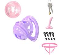 Lovely Chastity Device Cock Cage - Lightweight Double Cage Chastity Lock for Men with 6 Rings & Urethral Catheter Adult Sex Toys Auxiliary Belt for Male Penis Exercise and Abstinence