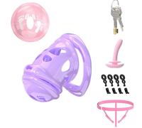 Lovely Chastity Device Cock Cage - Lightweight Double Cage Chastity Lock for Men with 6 Rings & Urethral Catheter Adult Sex Toys Auxiliary Belt for Male Penis Exercise and Abstinence