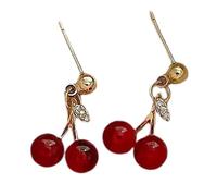 Lovely Cherries Drop Earrings Embellished With Crystals Stylish Crystal Cherries Earrings Adornment Ear Jewelry Lightweight Comfortable Earrings