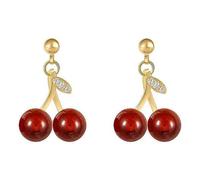 Lovely Cherries Drop Earrings Embellished With Crystals Stylish Crystal Cherries Earrings Adornment Ear Jewelry Allergy Free Jewelry