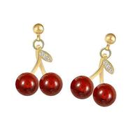 Lovely Cherries Drop Earrings Embellished With Crystals Stylish Crystal Cherries Earrings Adornment Ear Jewelry