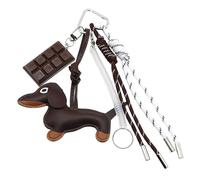 Lovely Chocolate Keyring PU Keychain Creative Car Key Chain Sausage Dog Keyrings Hanging Ornaments Bag Charm for Woman Sausage Dog Keychain Bag Charm Chocolate Keyring Hanging Ornaments Car Key Chain