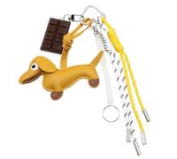 Lovely Chocolate Keyring PU Keychain Creative Car Key Chain Sausage Dog Keyrings Hanging Ornaments Bag Charm for Woman Sausage Dog Keychain Bag Charm Chocolate Keyring Hanging Ornaments Car Key Chain