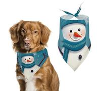 Lovely Christmas Cartoon Skiing Snowman Snowflake Dog Bandana Triangle Pet Bandanas Adjustable Pet Scarf Breathable Comfort Dog Scarf Cute Soft Puppy Scarfs Washable Daily Handkerchief Cats Scarves