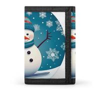Lovely Christmas Cartoon Skiing Snowman Snowflake Wallet,Credit Card Holder,Three-fold Wallet for Passport Covers, Purse Passport Bag for Men Women