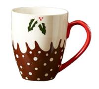 Lovely Christmas Pudding Tall Xmas Mug With Red Handle
