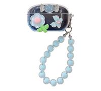 Lovely Clear Blue Flower Pattern Shock-Absorbing Case Cover with Pendant Accessories Case for Sony WF-1000XM5