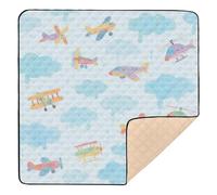 Lovely Colorful Airplane Large Non-Slip Baby Gym & Activity Mat for Floor 1-Piecing Foldable Padded Play Mat for Baby Toddler Infant, 50'' x 50''alfombra de juegos