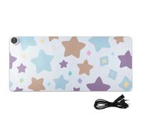 Lovely Colorful Stars Leather Heated Mouse Pad Gaming Mousepad 31.5 x 13 In Non Slip Writing Pad for Computer Desk Writing,Study