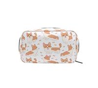 Lovely Corgi Dog Puppy Makeup Bag Portable Organizer Cosmetic Bag for Travel Makeup Case, Gifts, Daily Use Toiletry Bag for Girls Women