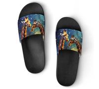 Lovely Couple Giraffe Dark Galaxy Sky Men's Slide Sandal Non Slip Shower Shoes Bathroom Slippers for Pool Beach 43 (265mm)