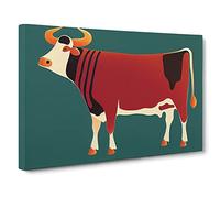 Lovely Cow Canvas Print | Gallery Wrapped 30mm Frame Wall Art | 30x20 inches | Ready to Hang | Abstract Animals Picture | Living Room Bedroom Lounge Office