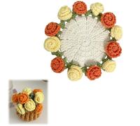 Lovely Crocheted Flower Coasters with Miniature Blanket Design Crocheted Container Coasters Perfect for Home Decors Knitted Cup