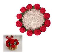 Lovely Crocheted Flower Coasters with Miniature Blanket Design Crocheted Container Coasters Perfect for Home Decors Knitted Cup