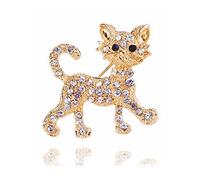 Lovely Crystal Cat Brooch Pin - Sparkling Rhinestone Kitty Brooch Pin for Pet Lovers - Pet Memorial Jewelry, Metal, metal