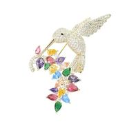 Lovely Crystal Flying Hummingbird Brooch Pins Suit Lapel Pin Antique Gold Bird Collar Pins Badge Jewelry for Men Women, L, Crystal Rhinestone Metal, cubic-zirconia