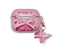 Lovely Cute Butterfly Pattern Case for Oppo Enco Air4i, Headphone Earphone Case Cover with Pendant Accessories