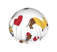 Lovely Dachshund Dog,Shower Cap Nightcap Double Layer Waterproof Elastic Bath Cap Reusable Hair Cap