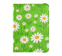 Lovely Daisy Floral Green White Leather decorative passport holder for travel Travel Documents Organizer Protector Badge ID Vaccine Card Holder Wallet Lightweight, lovely daisy floral green white, One
