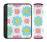 Lovely Daisy Floral Peach Blue 2 pcs Belt Shoulder Strap, Release Stress to Your Neck and Shoulders, car seat Accessories for SUV SUV Backpack 10x7.7 in forro para cinturon de