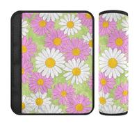 Lovely Daisy Floral Peach White 2 Pack car seat Shoulder Strap Pads Stop seat Belt Cutting into Neck for Truck funda para cinturón de carro