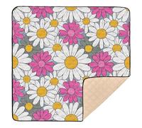 Lovely Daisy Floral Peach White Bloom Soft Thick Foldable Baby Play mat for Floor Water Resistant Foldable Infant Play Mat for Babies Infants Toddlers, 50'' x 50''alfombra de juegos