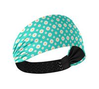 Lovely Daisy Floral Teal White Moisture Wicking headbands for women trendy Elastic head for Daily use tennis Cycling cintillos de pelo para mujeres