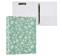 Lovely Daisy Flower on Mint Green 3 Ring Binder 1.5" Decorative D-Ring Binder with Clipboard&3 Clear Pockets, Holds 200 Sheets A4 Size Paper Waterproof Binders for School Home Office