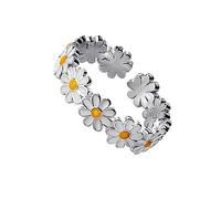 Lovely Daisy Flower Rings You Are My Sunshine Daisy Blooms Enamel Adjustable Open Ring Delicate Everyday Ring for Women Girls, Adjustable, Copper, No Gemstone
