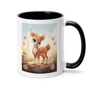 Lovely Deer Ceramic Coffee Mug with Handle 11 Ounces, Porcelain Mug Coffee Cup Tea Mug Water Cup Ideal for Coffee,Tea,Latte,Cappuccino,Microwave & Dishwasher Safe Unique Gift Cup