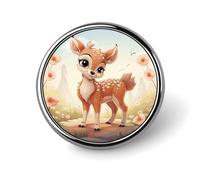 Lovely Deer Round Badge Personalized Lapel Brooch Lightweight Durable Tinplate Badge for Hat Clothes Backpack Pins Decor, Circular, Aluminum, aluminum alloy