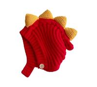 Lovely Dinosaur Themed Bonnet Infants Knit Hat for Kids Comfortable Warm Bonnet Cartoon Headgear for Boys and Girls Lovely Animal Designing Red