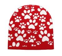 Lovely Dog Paws Pattern Hat For Adult Teens Popular Skull Hat Pilling Resistant Autumn Winter Outdoor Activity Brimless