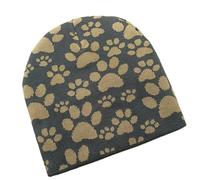 Lovely Dog Paws Pattern Hat For Adult Teens Popular Skull Hat Pilling Resistant Autumn Winter Outdoor Activity Brimless