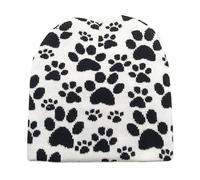 Lovely Dog Paws Pattern Hat For Adult Teens Popular Skull Hat Pilling Resistant Autumn Winter Outdoor Activity Brimless