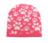 Lovely Dog Paws Pattern Hat For Adult Teens Popular Skull Hat Pilling Resistant Autumn Winter Outdoor Activity Brimless