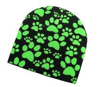 Lovely Dog Paws Pattern Hat For Adult Teens Popular Skull Hat Pilling Resistant Autumn Winter Outdoor Activity Brimless