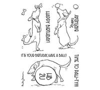 Lovely Dogs Playing Balls Dies and Stamp Sets for Card Making DIY Scrapbooking Happy Birthday,Time To Pawty,Words Phrase Transparent Silicone Seal Stamp Metal Cutting Dies for Paper Crafting Die Cuts