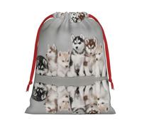Lovely Dogs Printing 11.8x15.8in Drawstring Gift Bag With Red Ribbon Closure For Halloween Xmas,For Adults Gifting